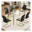Ensemble de table de salle à manger et de chaise moderne minimaliste en grain de bois de noyer, table de salle à manger élégante, table de salle à manger de cuisine, pieds en métal noir, pouvant accueillir de 4 à 6 personnes-696078407