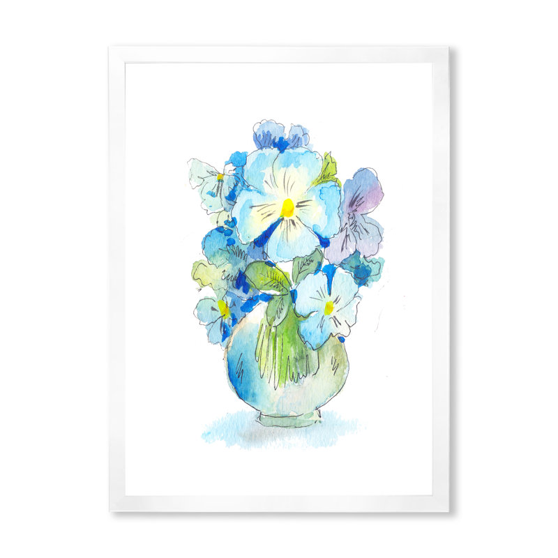 Bouquet de fleurs sauvages bleues - sur, Cadre photo blanc, H 12 po x l 8 po x P 1 po