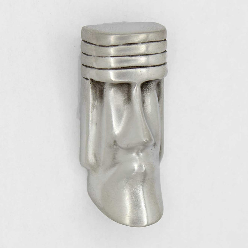 2 1/2" Length Tiki Head Knob, Brushed Nickel