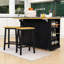 Kitchen Island Set with 2 Bar Stools, Integrated Power Outlets and Expandable Storage-332201031