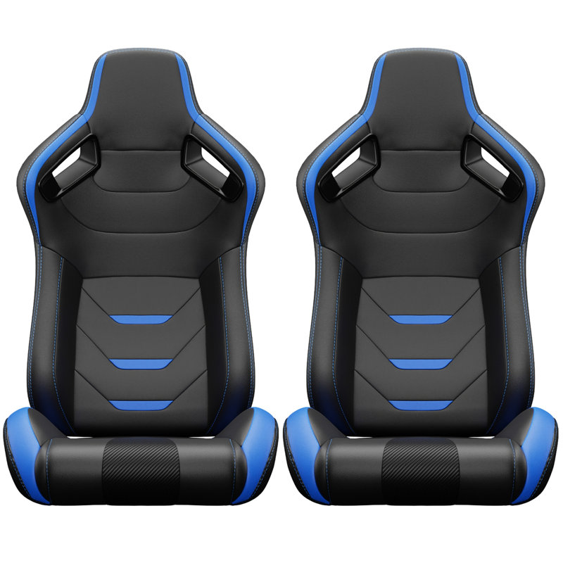 2PC Universal Bucket Racing Seats, Blue