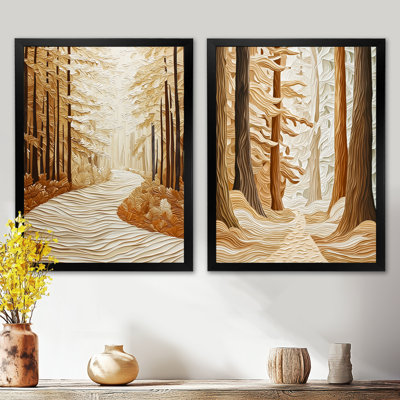 «Autumn the Enchanted Path Forest I», ensemble de 2 reproductions d'art mural