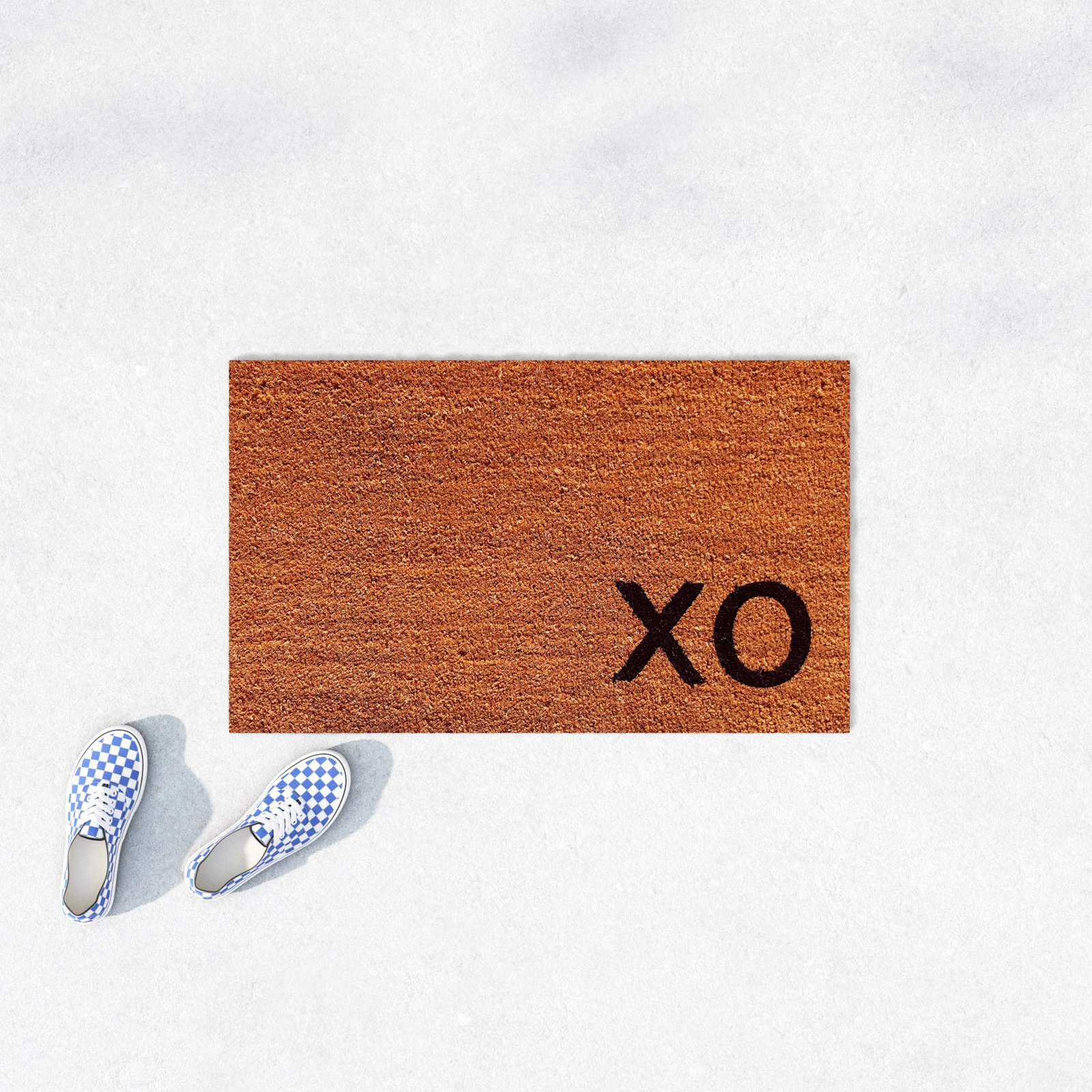 Slope Non-Slip Valentine's Day Outdoor Doormat, Natural, 24" W x 48" L