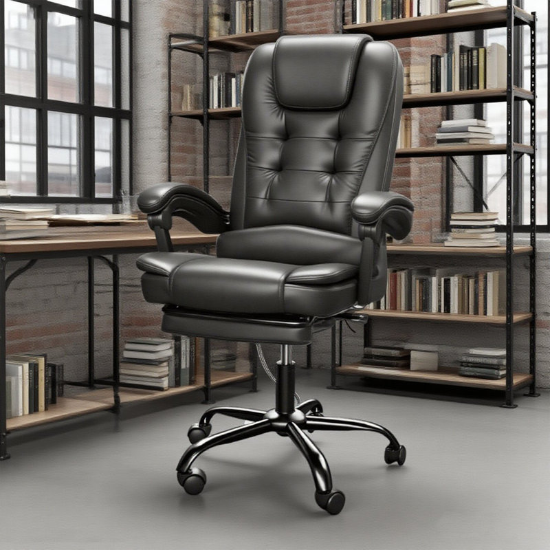 Noshin Ergonomic Faux Leather Massage Executive Chair, Dark Black
