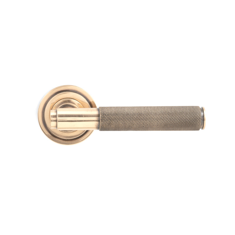 Brompton Lever on Rose Set (Art Deco) - Unsprung, Polished Bronze