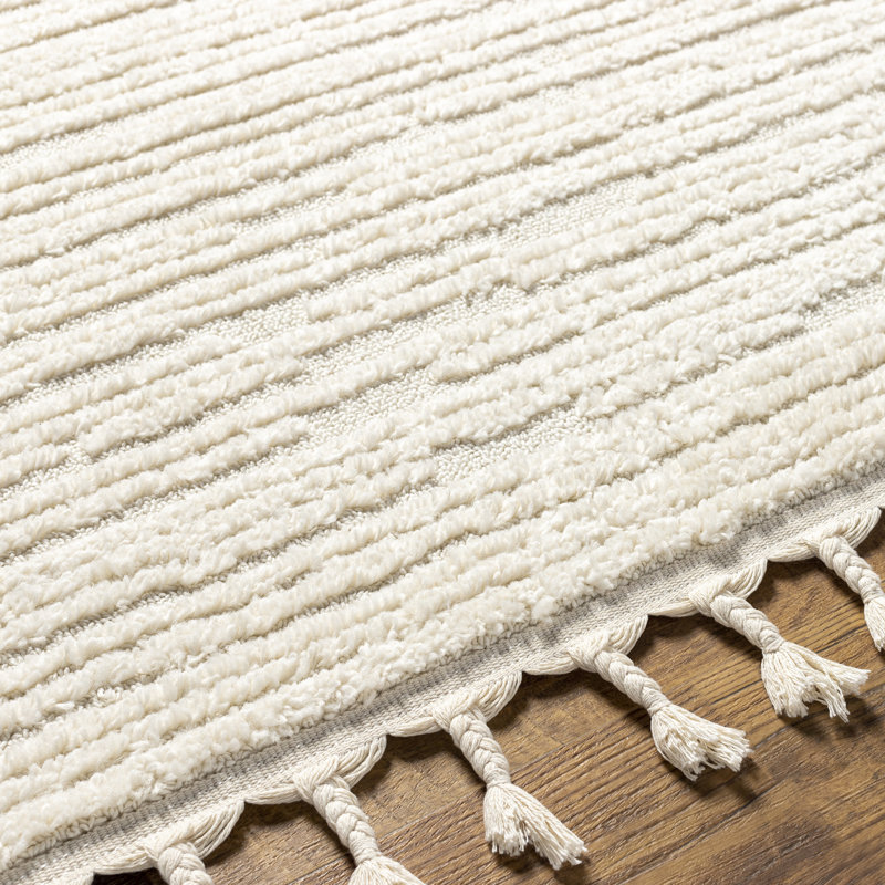 Firman Moroccan Machine Woven Cream Area Rug, Rectangle 6'7" x 9'