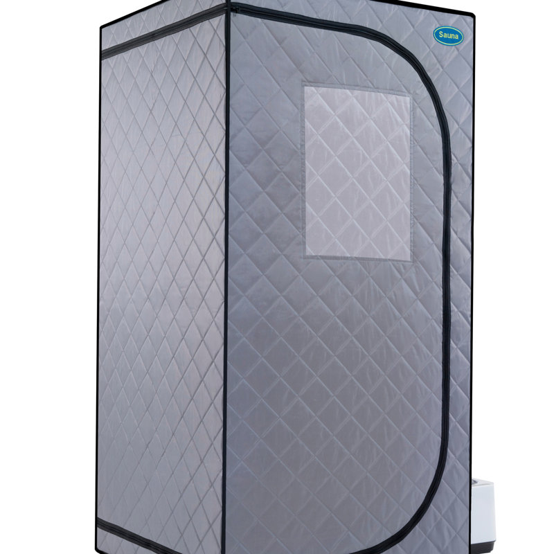 Portable Grey Mini Plus Style Steam Sauna Tent–Personal Home Spa, With Steam Generator, Remote Control, Foldable Chair, PVC Pipes. Easy To Install,Fast Heating, With FCC & UL Certification