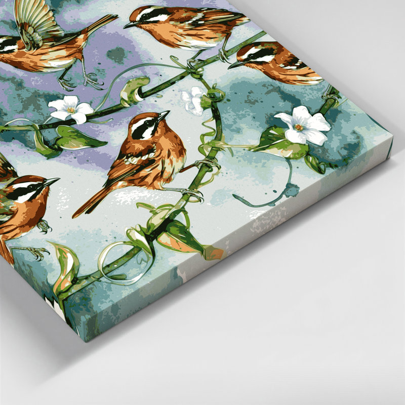 «Birds Southern House Wren», art mural sur toile bleue, H 8 po x l 10 po