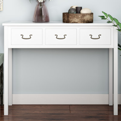 Elegant Vinea Console Table 39.4'' – Vintage-Inspired Elm Wood, 3 Drawers for Bedroom or Living Room