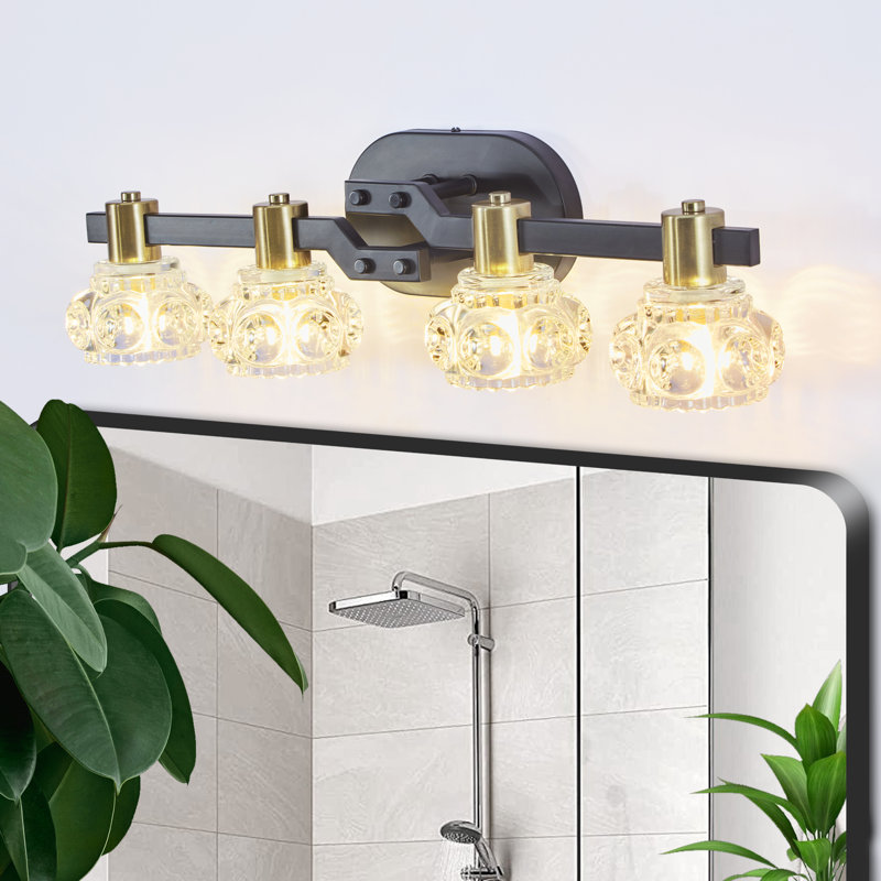 4-lamp matte black adjustable crystal Vanity Light