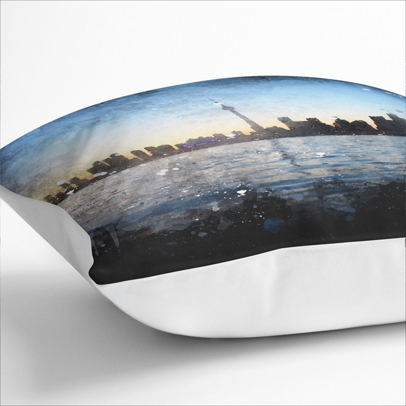 Toronto Skyline Paint Splash Scatter Cushion, White, 40cm H x 40cm W x 15cm D