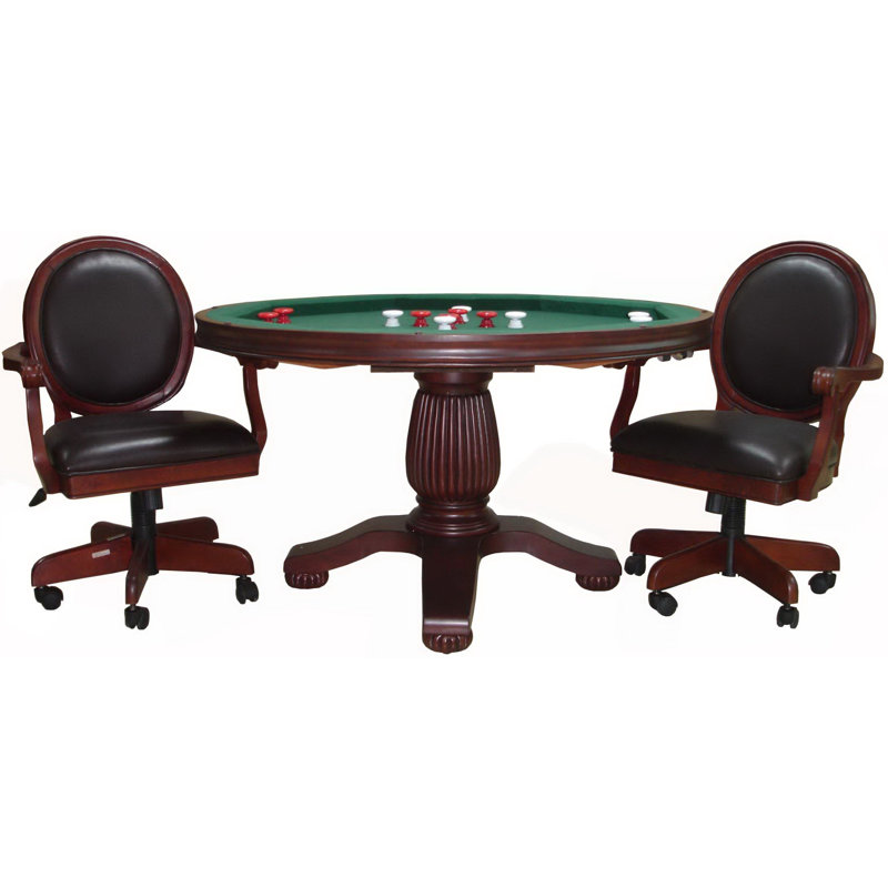 Fairfield Dark Cherry 54" Round 3 in 1 Pedestal Game Tablewith Bumper Pool