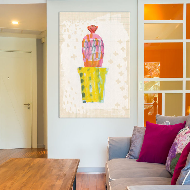 «Collage Cactus V.A, impression sur toile tendue, H 60 po x l 40po x P 1,5 po, Pas de tapis, Toile tendue