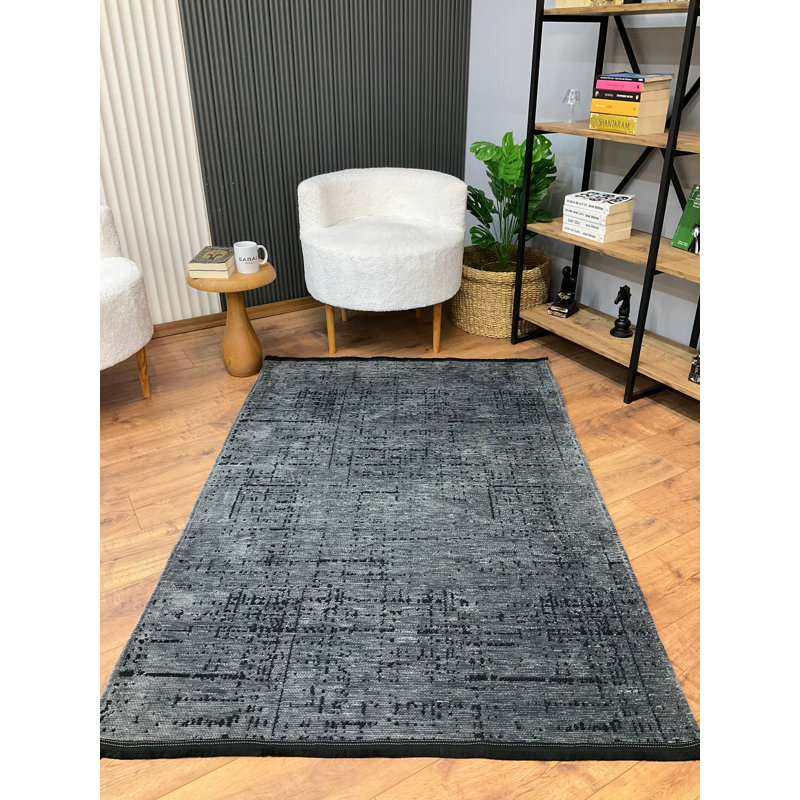 Tapis en chenille Guiseppe Premium, anthracite, 5,2 x 7,5 pieds | 100% antibactérien, 0,2 pouce d'épaisseur, 1,5 lb / pied carré | Dessous antidérapant, lavable à la machine à 86 ° F | Parfait pour les salons et les chambres à coucher
