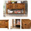 Console en bois massif avec armoires, 48 po, style rétro pour bureau - table brune, construction, Design Home-603163510