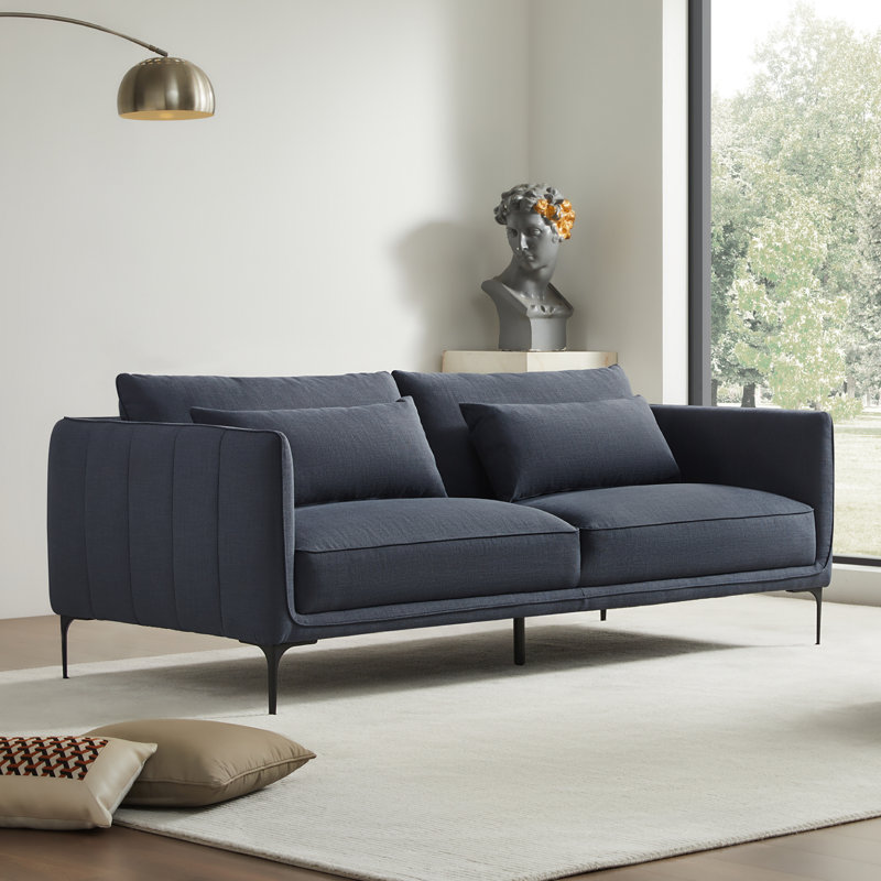 Rae Upholstered 84'' Sofa, Effie Indigo Performance Linen