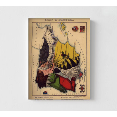 Anthropomorphic Map Of Spain And Portugal, Portugal Map Print, Spanish Class Decor, Portuguese Classroom Wall Art, Cartoon Map Poster