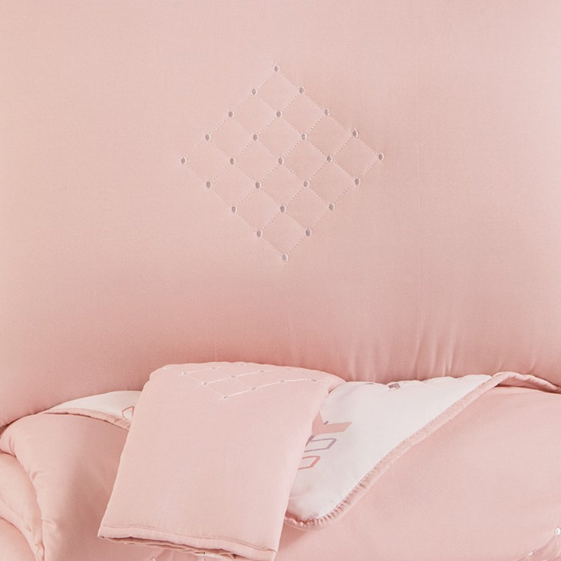 Lexann Pink and White Microfiber Reversible Full Comforter Set