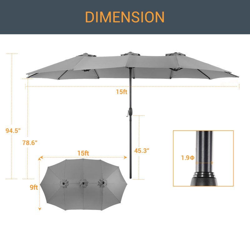 Parasol de marché 180,1 po Saidy, Gris