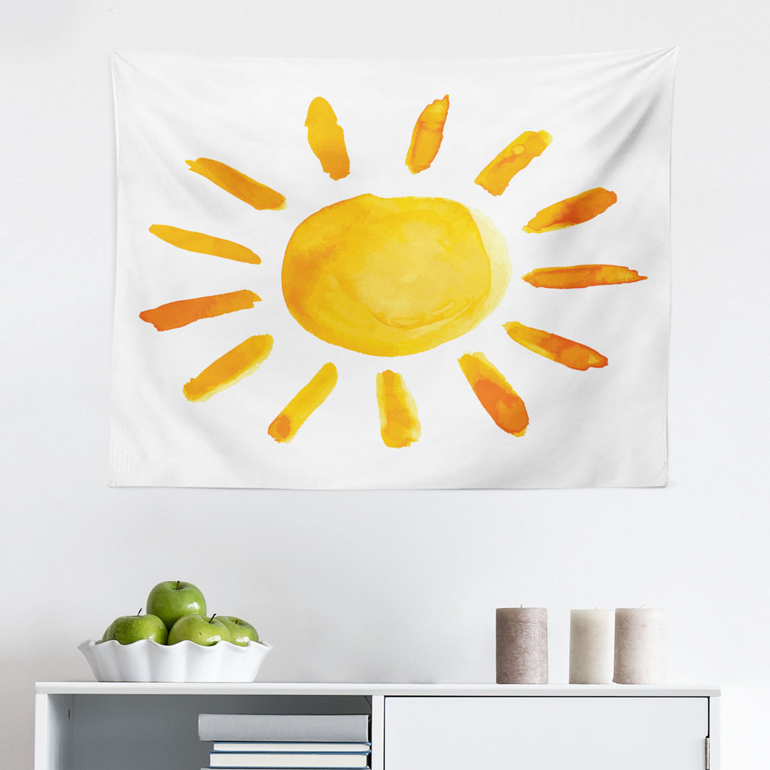 Wandbehang Sonne Illustration Aquarell Pinsel Malerei Stil Spielzimmer