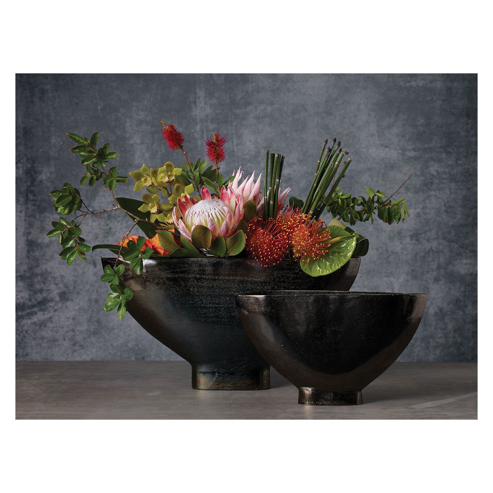 Cale Handmade Metal Table Vase, 9.5" H x 16" W x 3" D