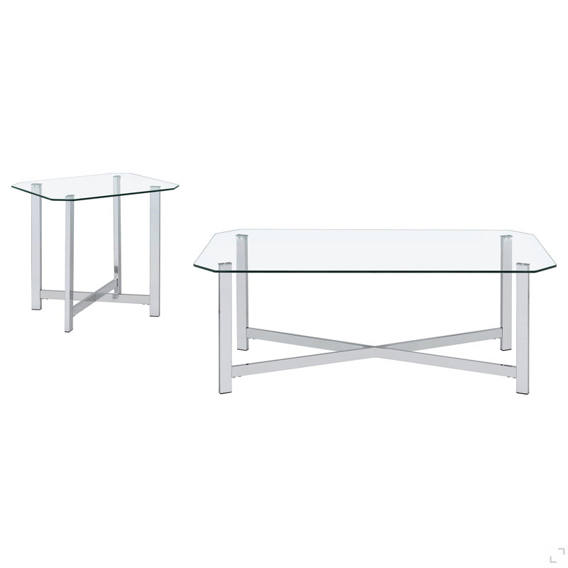 Ensemble de tables basses chromées 2 pièces