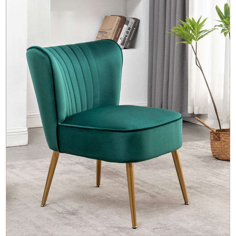 Upholstered Slipper Chair, Green