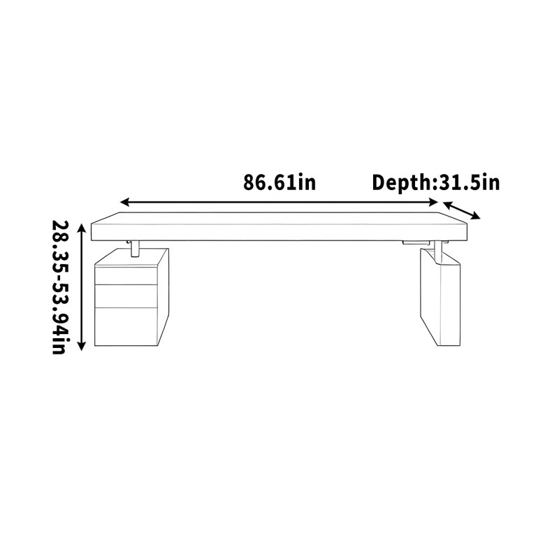 Bevans, Black, 53.94" H x 86.61" W x 31.5" D