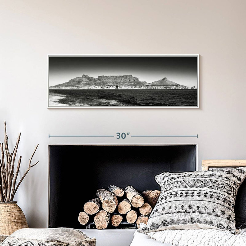Table Table - Cape Town - noir et blanc, Cadre flottant blanc, 31 po x 11 po