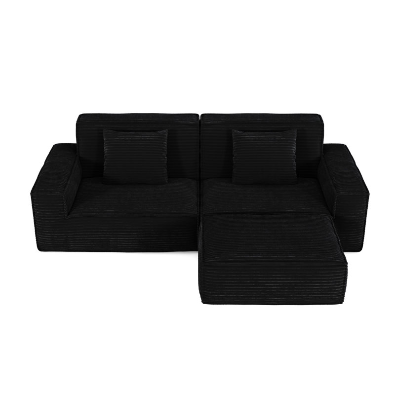 106,3 pouces, compression moderne, 3 sièges, microfibre noire, mousse à haut rebond, siège de jeu, siège d'appoint, conception à compression, dossier confortable, famille, salon