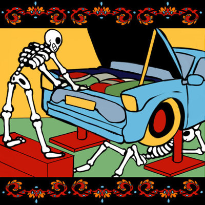 Mécanicien TalaMex. Carreau d'argile Day-Of-The-Dead