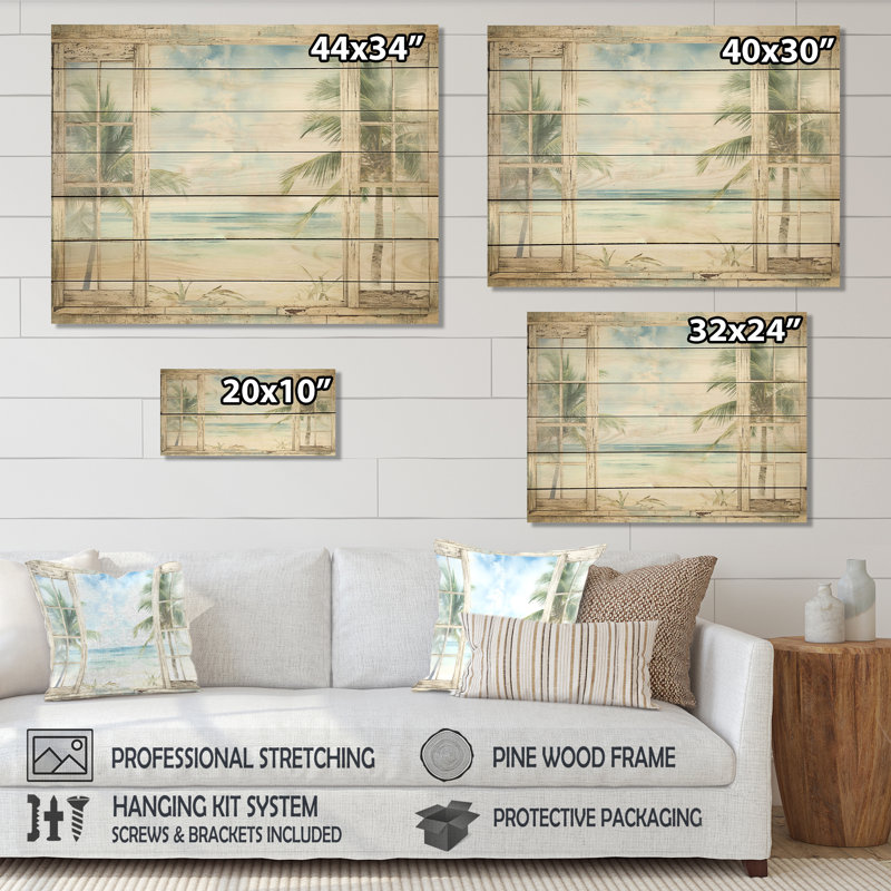 Tropical Beach Windows Horizon II - Fenêtres côtières sur bois, H 24 po x l 32 po