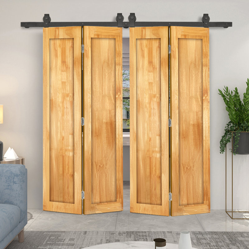 Ensemble de quincaillerie pour porte de grange coulissante double 1 panneau, 48 po x 80 po, Chêne vieilli