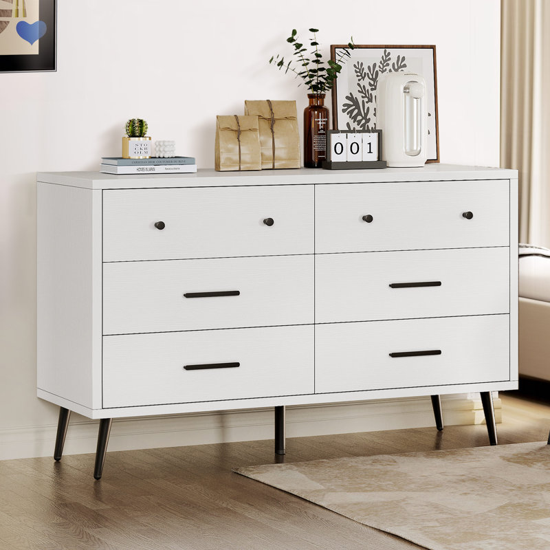 Berdie 47.2'' W 6 - Drawer Dresser, White