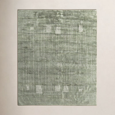 Monaco Green Hand-Knotted Abstract Rug