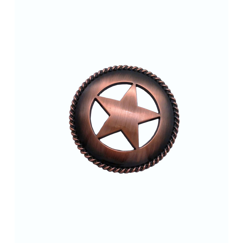 Poignée fantaisie de grande étoile avec corde 2 1/8" center to center, Cuivre