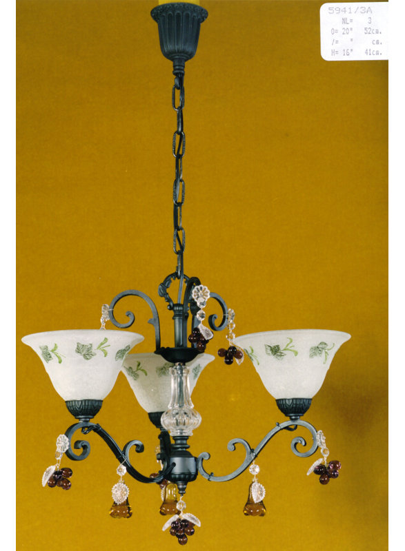 Dehoyos 3 - Light Shaded Chandelier, Dark Lacquer