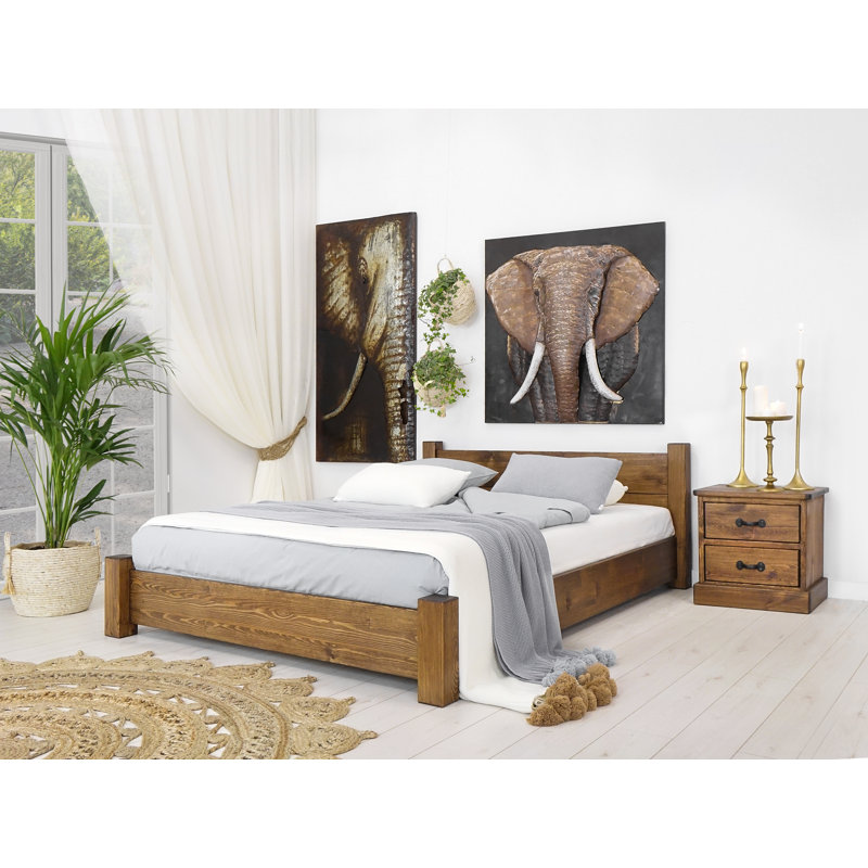 Brummett Solid Wood Bed, European Double (140 x 200 cm)