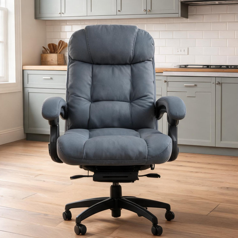 Fauteuil de bureau massant avec inclinaison à 135° et fonction chauffante, revêtement en microfibre grise, capacité de 120 kg