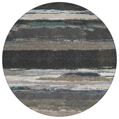 Nomaria Black Washable Indoor-Outdoor Rug - 
