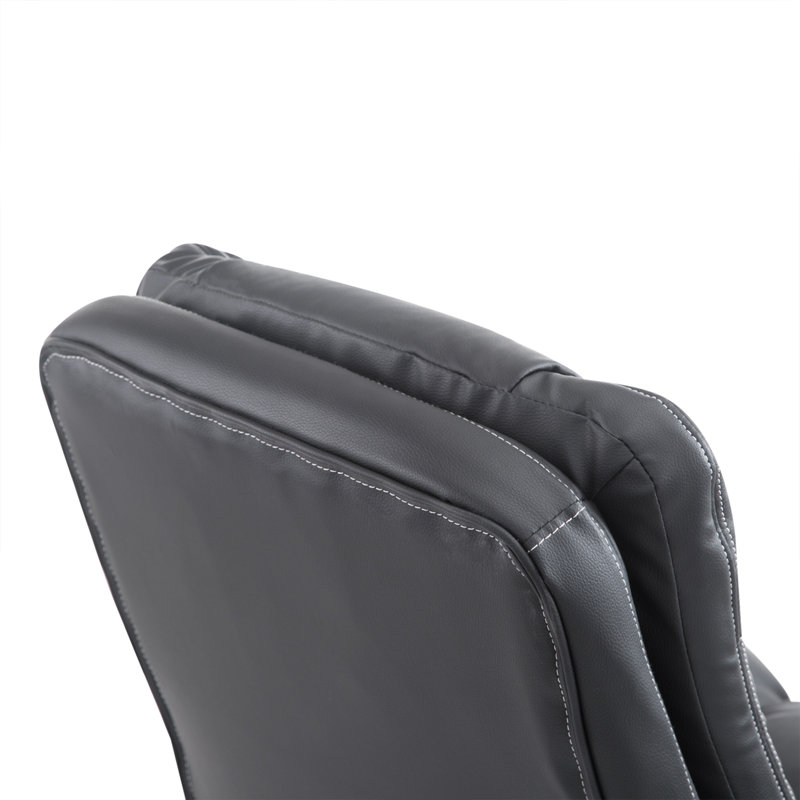 Swivel Executive Office Chair Mid Back PU Leather Chair w/ Arm, Black, Black