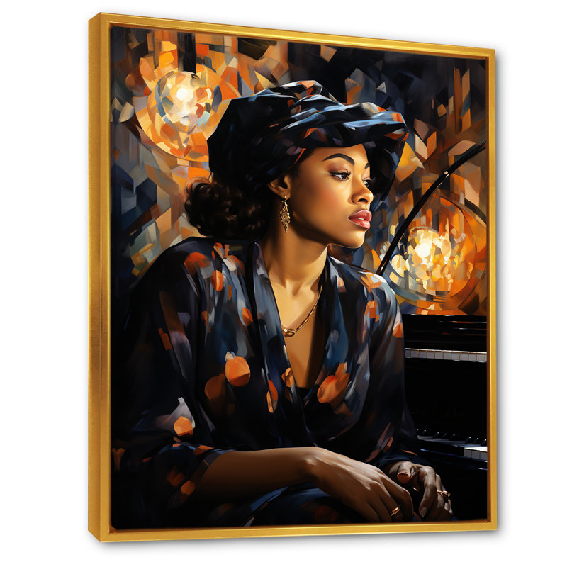 Portrait de femme Harlem Renaissance - art mural Harlem Renaissance, Cadre flottant doré, 32" H x 16" W