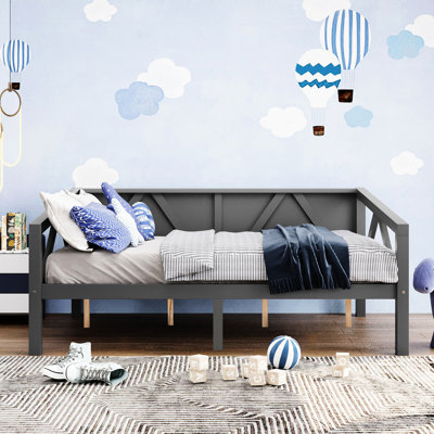 Grey Full Size Daybed: Modern, Functional And Stylish, Strong Frame, Slat Support Storage Capacity Daybed With Elegant Silhouette, Multi - Use Function, Triangle Supported Frame Under Bed Space