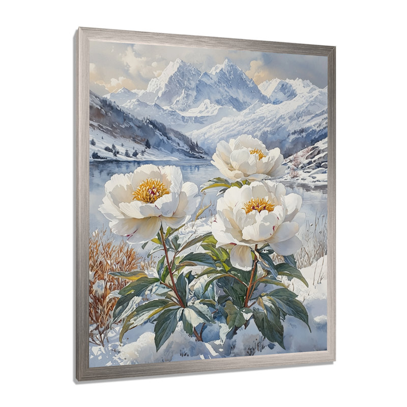 Gleeta - reproduction d'art sur toile florale, Argent argent, H 20 po x l 12 po, Reproduction encadrée d'une seule photo