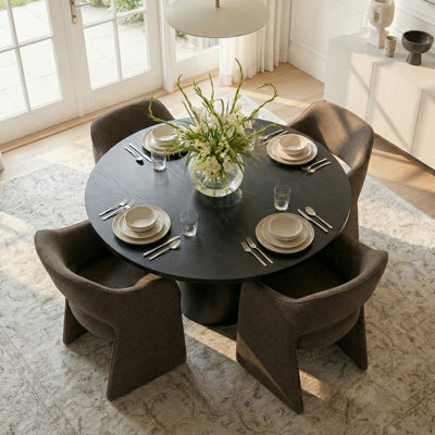 Ensemble de table de salle à manger pour 4 personnes avec table ronde et 4 chaises rembourrées imperméables