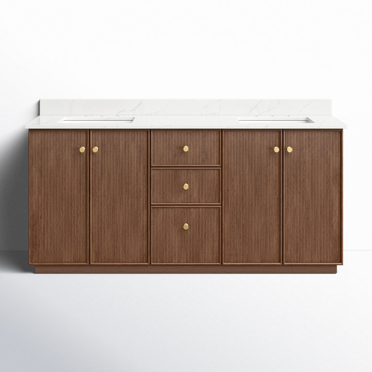 Amella 72'' Free Standing Double Bathroom Vanity with Quartz Top