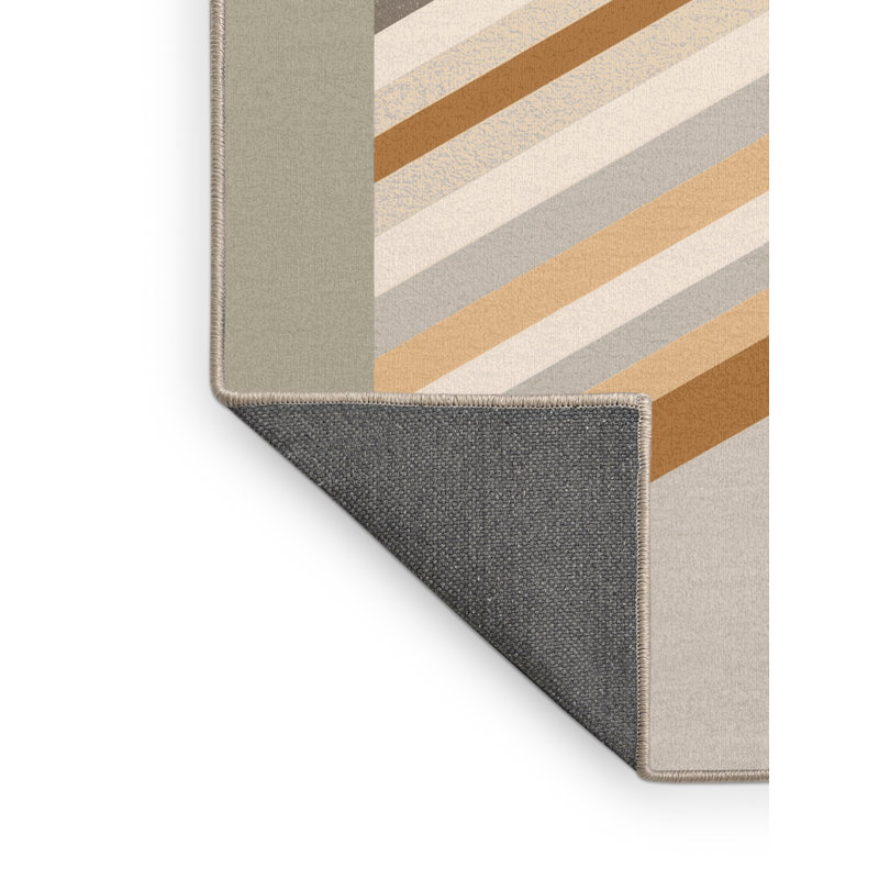 Tapis rayé beige moelleux et moelleux Burholme, 5 x 7