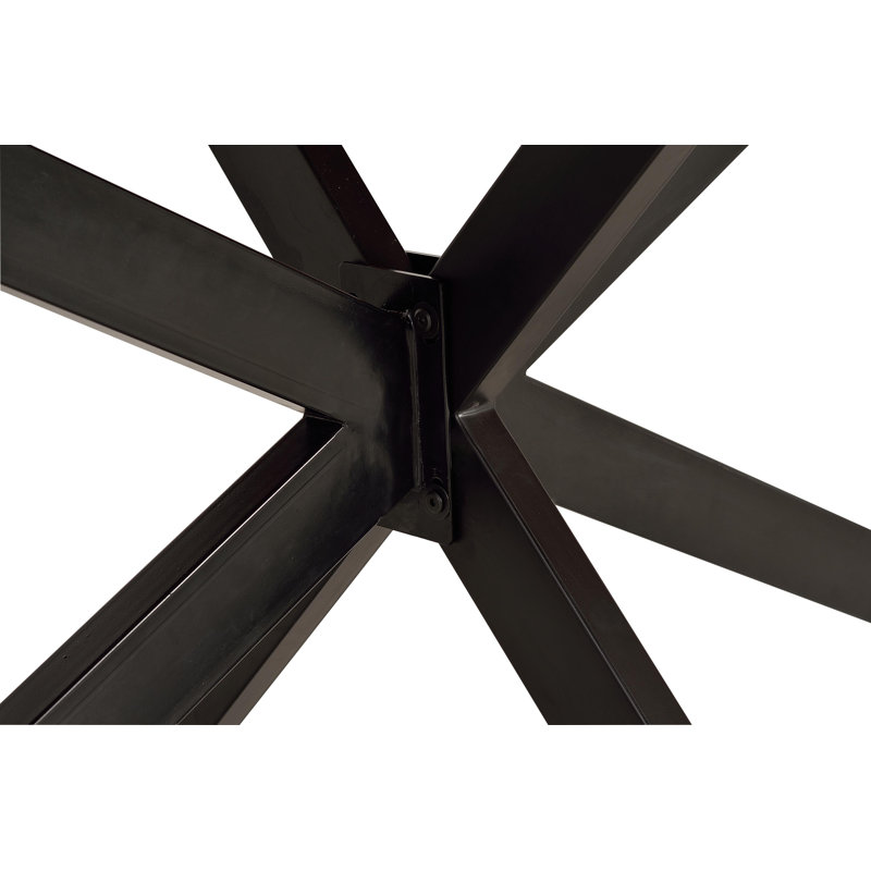 Lytham Acacia Solid Wood Top Metal Base Dining Table, H76 x L180 x W90cm