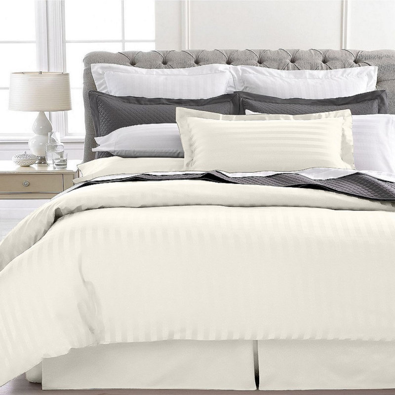 Modern & Contemporary Striped Duvet Cover, Beige, King/Cal.King Duvet Cover + 2 Standard Pillowcases