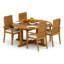 5 Pcs Grade-A Teak Wood Dining Set: 60" Round Table And 4 Goa Stackng Arm Chairs #11GO1204-1185591491